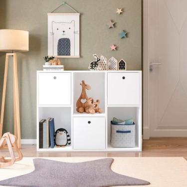 Imagem de Estante Quarto Infantil Organizador com 3 Caixas 3 Nichos Branco - DRD