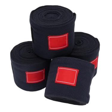 Imagem de TOPINCN 4pcs Horse Horse Fleece Envolve Ataduras, Pernas de Cavalo Envoltem a Perna de Fixação Ajustável Envolve As Pernas de 9,8 Pés de lã para Competição de Treinamento de Cavalos (Azul escuro)