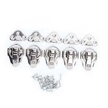 Imagem de Trava ferrolho liga antiga bloqueio de ferragem alternância trava trava prendedor de fivela segura para caixas de objetos pequenos casas de bonecas caixas de ferramentas material (níquel branco)