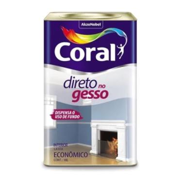 Imagem de Kit Argamassa Coralgesso 18L Branco Neve Com Desempenadeira De Aço Dentada 48X12Cm Com Cabo Em Pvc