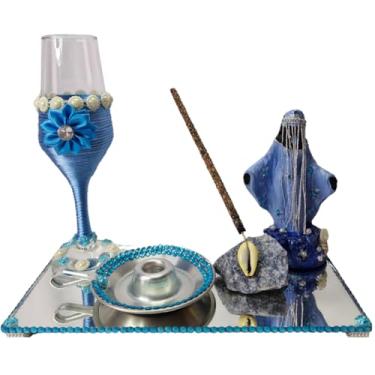 Imagem de Kit Altar Iemanjá Taça Incensário Escultura Orixá