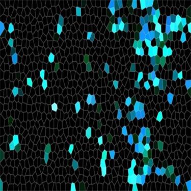 Imagem de Quadro Decorativo Blue Mosaic Estampa de Mosaico Azul Multicolorido para Parede Arte em Vidro 50x50cm