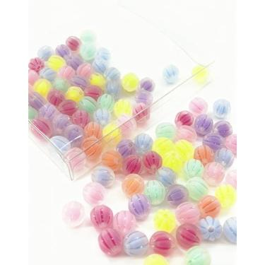 Imagem de MoMolly 100 contas para artesanato com furos pônei fosco acrílico preenchedor espaçador contas em forma de abóbora em forma de abóbora para decoração de artesanato DIY e fabricação de joias