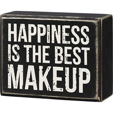 Imagem de Primitives by Kathy 108897 Happiness is The Best Placa de caixa de maquiagem, 10 cm de comprimento, madeira