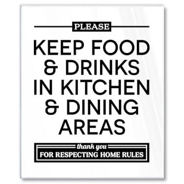 Imagem de Placa acrílica Keep Food & Drinks in Kitchen & Dining Areas, 12 x 15 cm, placa sem comida ou bebida, compatível com Airbnb Essentials para anfitriões, placas sem permissão de alimentos ou bebidas