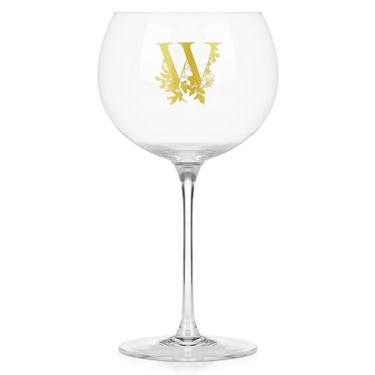 Imagem de Onebttl Taças de vinho personalizadas com haste, presentes de vinho fofos para mulheres, presentes com monograma para amantes de vinho em aniversários de Natal, com inicial W