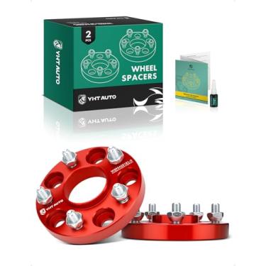Imagem de YHTAUTO Espaçadores de roda centrados em cubo 5 x 4,5 20 mm para modelos Nissan e Infiniti, Altima, Sentra, Quest, 370Z, Q50 5 x 114,3 mm espaçadores de pneu com parafusos de 12 x 1,25 mm, furo do cubo de 66,1 mm, 5 terminais, adaptador de roda vermelha 2 peças