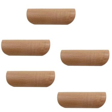 Imagem de ZHYOHEN Maçaneta de gaveta de 5 peças de madeira com comprimento total de 15 cm, adequada para armários de cozinha, guarda-roupas, penteadeira