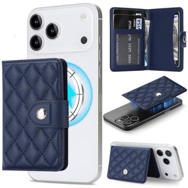 Imagem de NINKI Mag-Safe Carteira Magnética para iPhone 17/16/15/14/13/12 Series, Suporte de 4 Cartões de Couro Minimalista Slim Magnet Destacável para Google Pixel 10/9/8/7/Pixelsnap Carteira Feminina - Azul