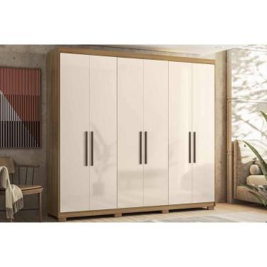 Imagem de Guarda Roupa Casal 6 Portas E 4 Gavetas C/ Pés Venice Amendola/off White - Demóbile