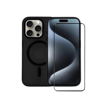Imagem de Kit Capa Magsafe Pro Preta e Pelicula Coverage 5D Pro Preta para iPhone 15 Pro - Gshield