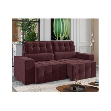 Imagem de Sofá 4 Lugares Luizzi Falconi com 219 cm de Largura, Retrátil e Reclinável, Revestido em Veludo Plush