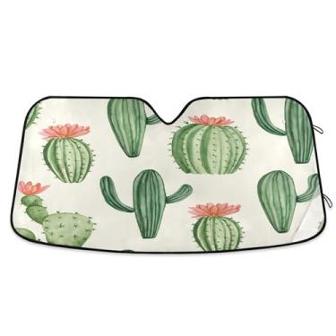 Imagem de SEHANY Pára-brisa de carro cacto planta verde para-sol dobrável janela frontal protetor de viseira solar para carro, SUV, caminhão - Mantenha o veículo fresco, 137 x 81,5 polegadas