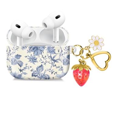 Imagem de Compatível com AirPod Pro 2ª/1ª geração, 2023/2022/2019, a capa de fone de ouvido sem fio totalmente protegida à prova de choque vem com um lindo e lindo pingente de chaveiro de morango (vermelho 1)