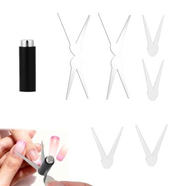 Imagem de 7un Conjunto Ímãs Unhas Estilo Olho Gato, Ímã Cilíndrico Ferramenta em Formato Tesoura e em Formato de V Conjunto Ferramentas Unhas Francesas com Ponta Dupla para Uso Doméstico Salão Beleza