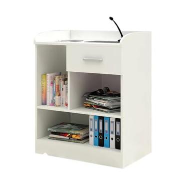 Imagem de Mesa de pódio com gaveta, palestras para apresentações, mesa de pódio de madeira para professores com prateleira de armazenamento, púlpitos de palestras e pódios para igrejas feitas para durar