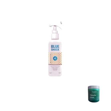 Imagem de Kit Tazin Cosméticos Blue Shock, Spray Anti Frizz e Máscara de Pistache, Loção, 50 x 50 x 50 cm, Adulto Unissex, Alinhamento e Nutrição, Tipo de Pele Normal, 1 Conjunto
