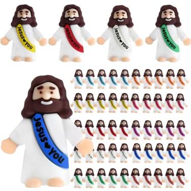 Imagem de Babelshar 50 bonecos de pequeno Jesus, mini Jesus Love You em massa, decorações de bolso em miniatura para esconder e buscar, presente de festa cristã religiosa para escola dominical de ovo de Páscoa