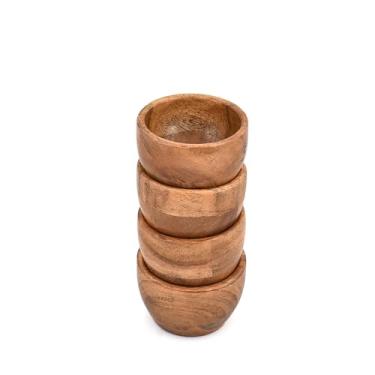Imagem de Kaizen Casa Conjunto de 4 mini tigelas de madeira de acácia – Tigelas pequenas de madeira feitas à mão para lanches, nozes, doces, condimentos e aperitivos (7,6 cm x 7,6 cm x 4,4 cm)