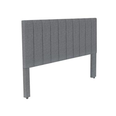 Imagem de Cabeceira de Cama box com pé Ibiza Vazada em Linho/Courino ou Suede - Decoração de quarto ideal para o Brasil(Linho Cinza,Queen 1,60)