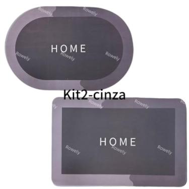 Imagem de Kit Tapetes Antiderrapantes e Absorventes, Tapetes de Banheiro de Secagem Rápida e Capachos(Kit2-cinza escuro)