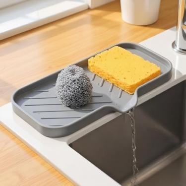 Imagem de Tapete de secagem de cozinha para pratos, tripé antiderrapante multiuso e protetor de bancada para derramamentos e uso diário na cozinha (P)