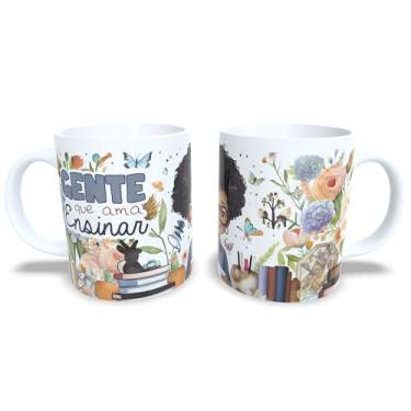 Imagem de Caneca de Cerâmica 325ml Dia dos Professores, Design Floral com Ilustração, Branca (14114)