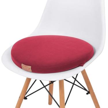 Imagem de Shinnwa Almofada redonda para cadeira, almofada de assento redonda de espuma viscoelástica moldada com suporte antiderrapante de silicone e capa lavável, 41 x 40 x 5 cm, vermelha