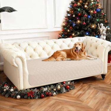 Imagem de CYCMACO Cobertor impermeável para cães, capa de cama macia antiderrapante, lavável para cães, protege sofá, móveis, caixa, carro, cobertor resistente a vazamentos (76 x 133 cm, bege)