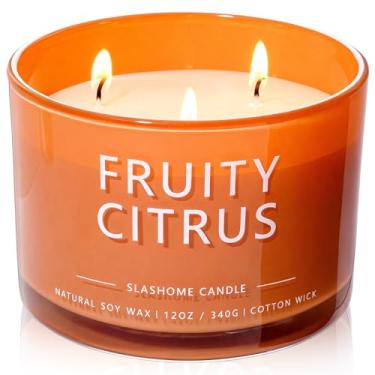 Imagem de Velas com aroma cítrico frutado, velas perfumadas para casa, 340 g de soja luxuosa, 50 horas de tempo de queima, presentes de aniversário e Natal para mulheres e homens