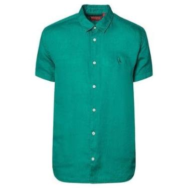 Imagem de Camisa Reserva Linho Masculina Manga Curta Verde-Masculino