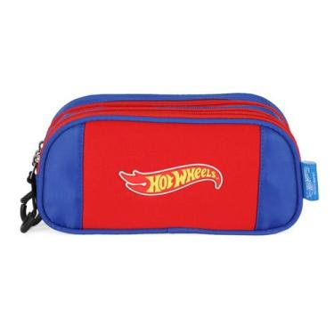 Imagem de Estojo escolar triplo menino bolsinha porta lapis hot wheels - Luxcel,