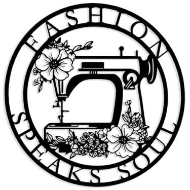 Imagem de Decoração de parede para sala de costura, placa de metal acolchoada, presentes de costura para amantes de costura, colcha presentes, enfeite de máquina de costura, presentes de dia das mães (preto)
