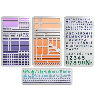 Imagem de UNICRAFTALE 1 estêncil de estêncil de metal para registro de balas, reutilizável, de aço inoxidável, número de letras, estêncil para caderno, grade de pontos, agenda, planejamento, rastreador de