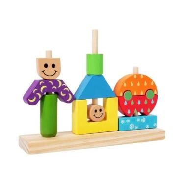 Imagem de Blocos De Madeira Montessori Para Crianças Jogo De Quebra-Cabeça De Co