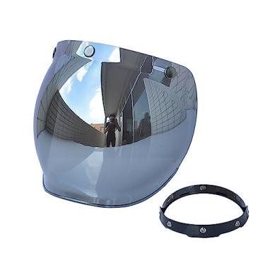 Imagem de Lente de Para-choque Bolha Capacete Moto com Suporte Flip para Capacetes Face Aberta 3 Botões PC Alta Clareza à Prova Óleo -Prova Fácil Instalar Olhos da Luz Solar Insetos Detritos Pilotagem