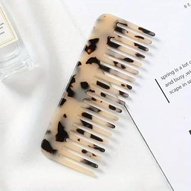 Imagem de 1 pente de cabelo colorido acetato escova desembaraçadora portátil para pentear cabelo pente de cabeleireiro
