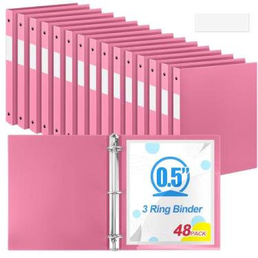 Imagem de Henoyso 48 fichários de 3 anéis redondos de 1/5.1 cm, tamanho carta, 20 cm x 28 cm, fichário flexível de plástico, comporta 100 folhas com 1 bolso, organizador versátil para escritório, casa, escola