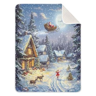 Imagem de Blueangle Cobertores de bebê de casas de neve de desenho animado para cochilo de carrinho de bebê, 76 x 101 cm, cobertores aconchegantes e macios unissex para meninos, meninas, crianças, bebês (558)
