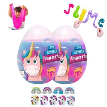 Imagem de Ovo Surpresa Com Slime De Unicórnio Gelelé Massinha Meleca (Kit 2 Ovos Com 98 Gramas) Balde Tradicional Brinquedo Diversão Coloridos