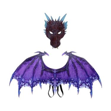 Imagem de LCSVCCXA Conjunto de Asas E Máscaras de Dinossauro, Fantasia de Dragão para Adultos, Brinquedo de Faz de Conta, Adereços para Fantasia de Carnaval E Festa à Má, Roxo