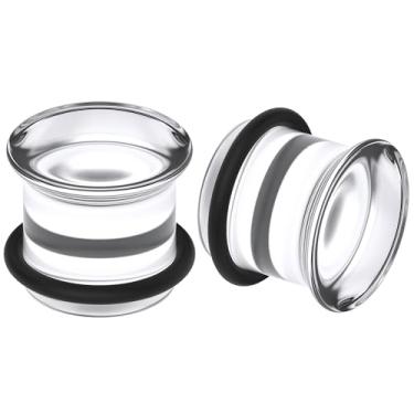 Imagem de Uqnwbdq Tampões de ouvido sólidos de 8G-12 mm para mulheres e homens, alargadores, alargadores, alargadores, com anel de vedação expansor, piercing corporal, joias, preto, branco, opalita transparente