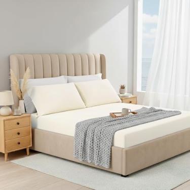 Imagem de Regency Heights Jogo de lençol Queen com 3 peças, lençol de elastano refrescante, resistente ao desbotamento, lençol com elástico e fronhas de até 38 cm, respirável e absorvente de umidade para quem