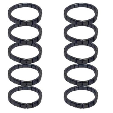 Imagem de Kit 10 Pulseira Elástica Hematita Lisa 8mm Emagrecimento Saúde