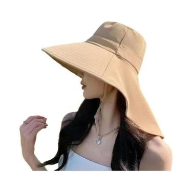 Imagem de Chapéu De Sol Feminino Com Aba Larga, Proteção UV, Para Caminhadas Ao 