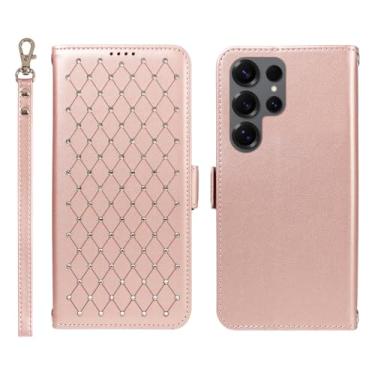 Imagem de Jcxtrombulous Capa carteira para Samsung Galaxy S25 Ultra com bloqueio RFID, compartimentos para cartões e suporte | Capa fólio de couro PU com alça de cordão - Capa para Galaxy S25 Ultra(6,9