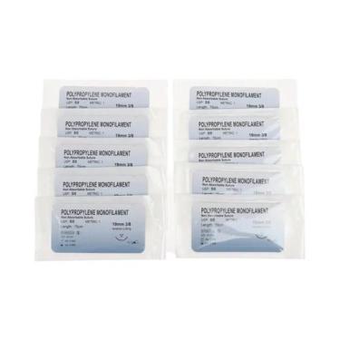 Imagem de Kit De Fio De Sutura De Monofilamento De Nylon Com 12 Agulhas Médicas 