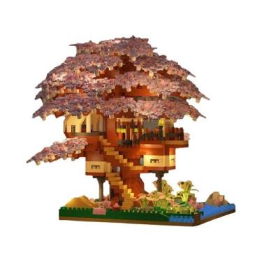 Imagem de Conjunto De Blocos De Montar Casa Na Árvore Sakura Com Luzes, Presente