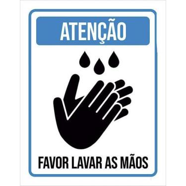 Imagem de Kit 5 Placa Acm De Atenção Favor Lavar Mãos 18X23 - Sinalizo