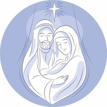 Imagem de Painel De Tecido Sublimado Redondo Presépio de Natal Maria e José C/El